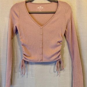 Hollister Women's Dusty Pink Ribbed Top